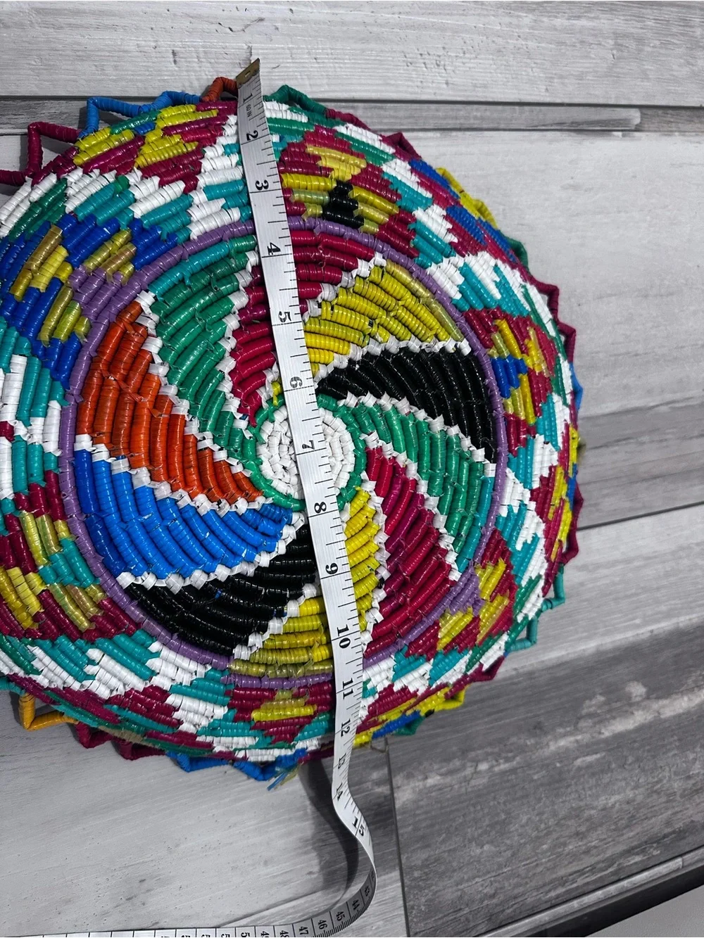 Jordanian heritage Colorful Woven Decorative Basket